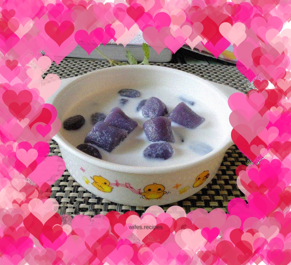 Milk Purple Sweet Potato and Taro Balls