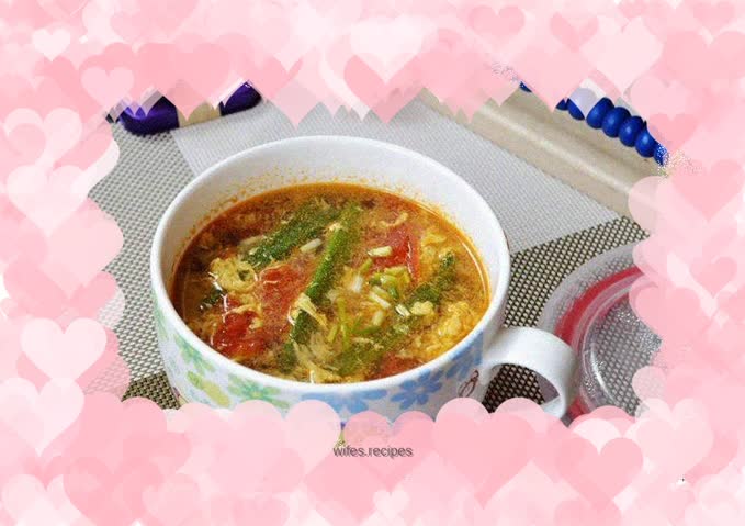 Okra, tomato and egg soup