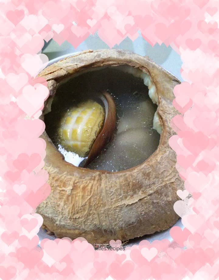 Whole coconut braised abalone and chicken (time-saving version)