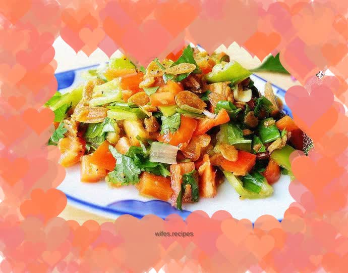 Classic home-cooked meal - spicy peppers mixed with dried shrimps