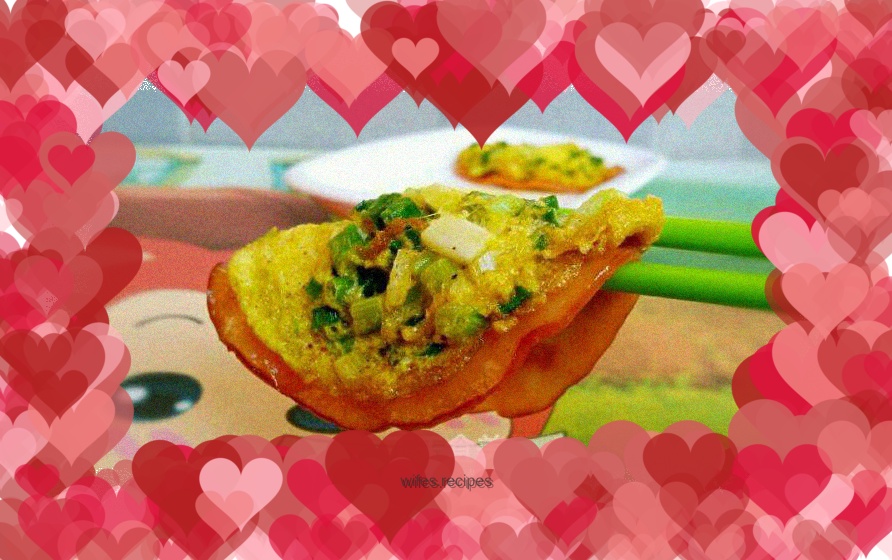 Ham and green onion omelette