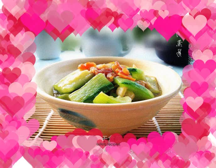 Popped loofah with dried shrimps