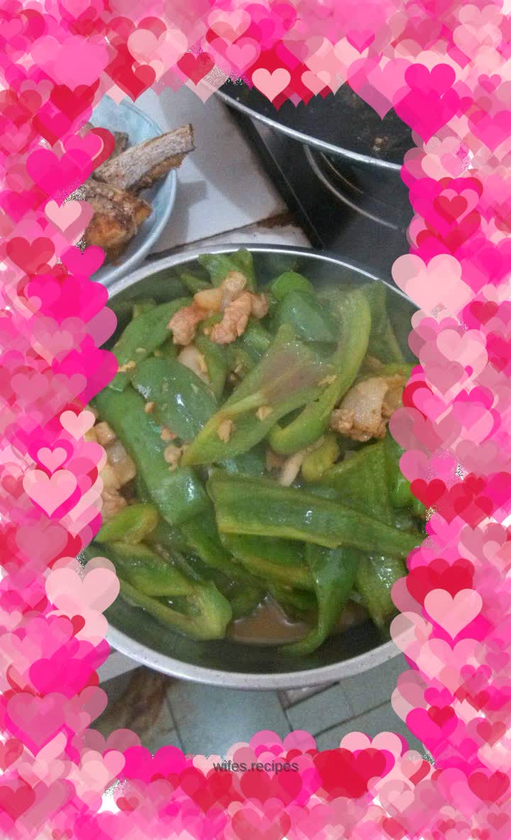 One pound of fat meat and fried green peppers
