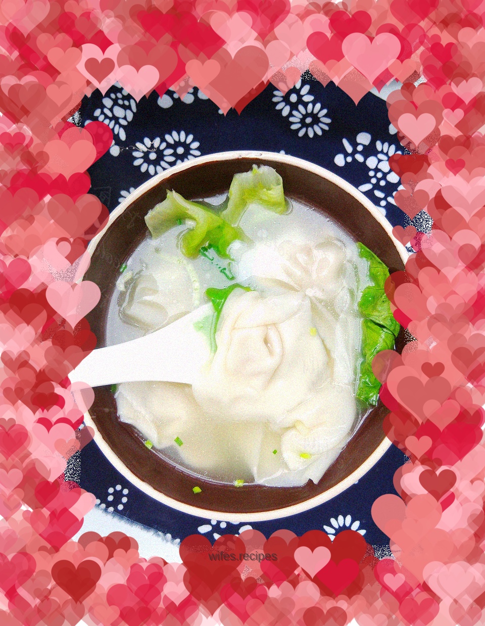 Winter vegetables and meat wontons