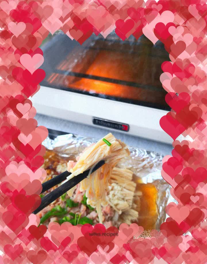 Tin foil enoki mushrooms