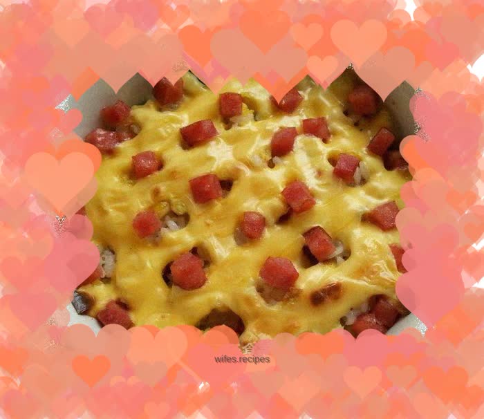 Baked rice with colorful sesame seeds