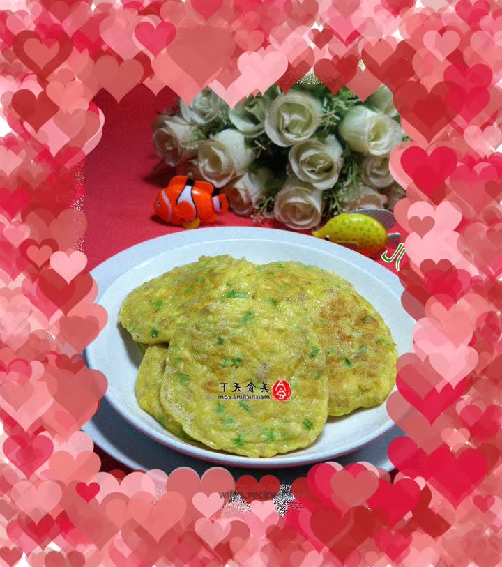 Celery, minced meat, tofu and egg pancake