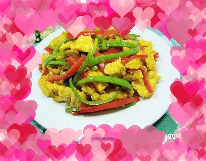 Home-cooked side dishes - scrambled eggs with double peppers