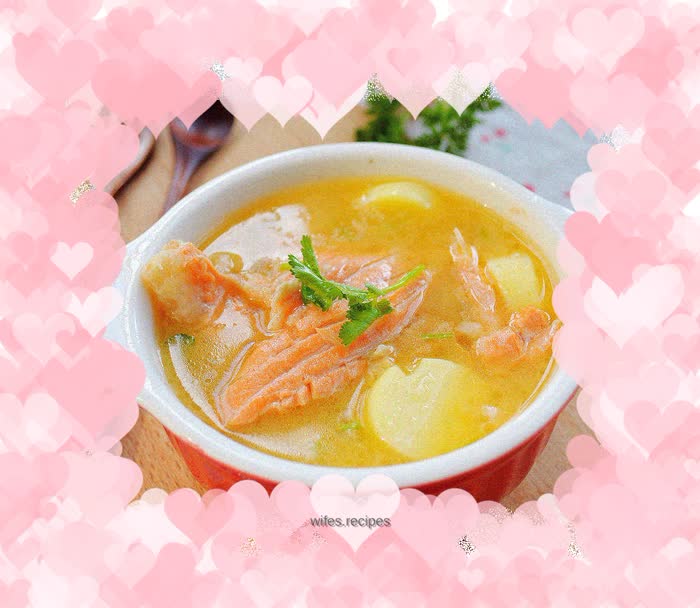 Salmon bone soup