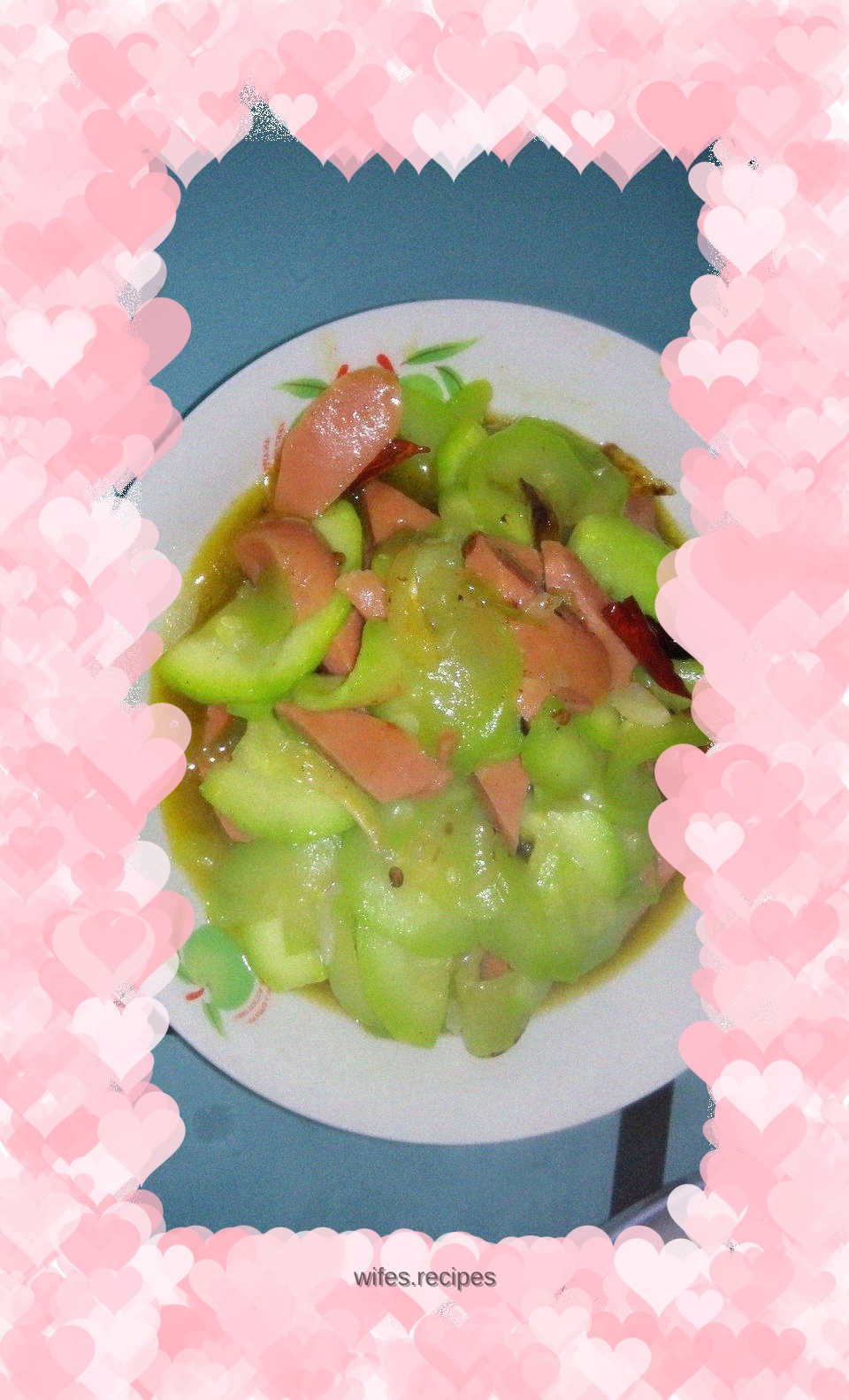 Stir-fried zucchini and ham sausage
