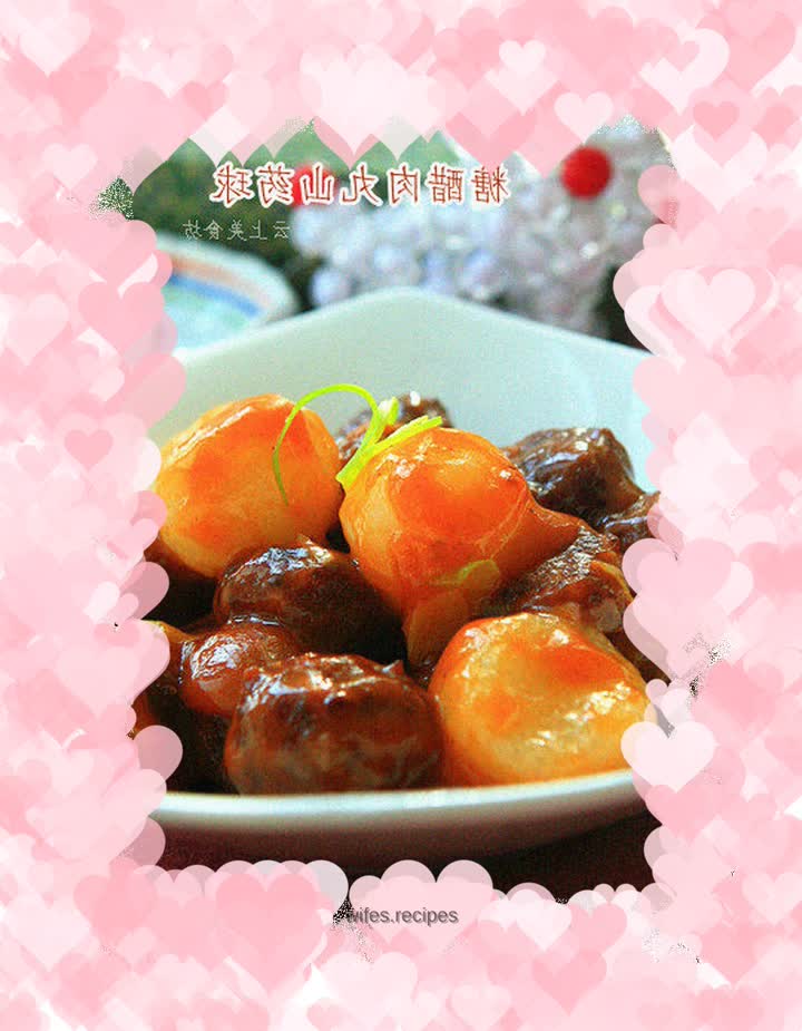 Sweet and sour meatballs and yam balls
