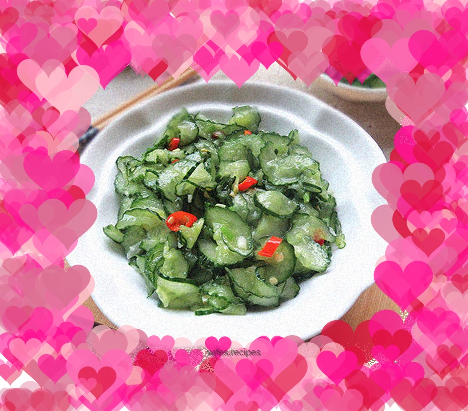 Scallion oil and cucumber