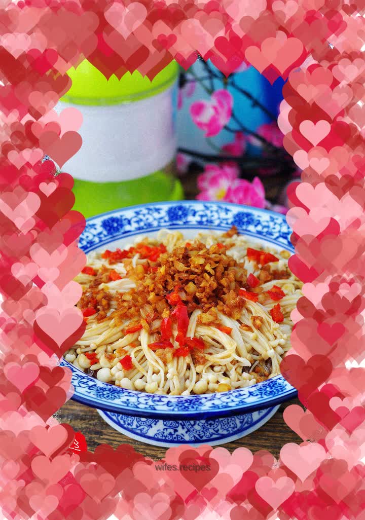 Garlic vermicelli with enoki mushrooms