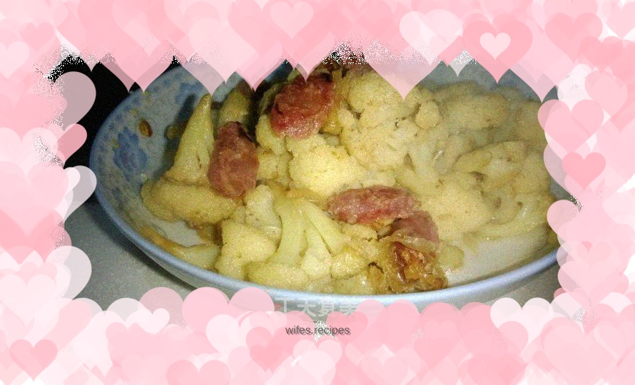 Stir-fried Chinese Sausage with Garlic and Cauliflower