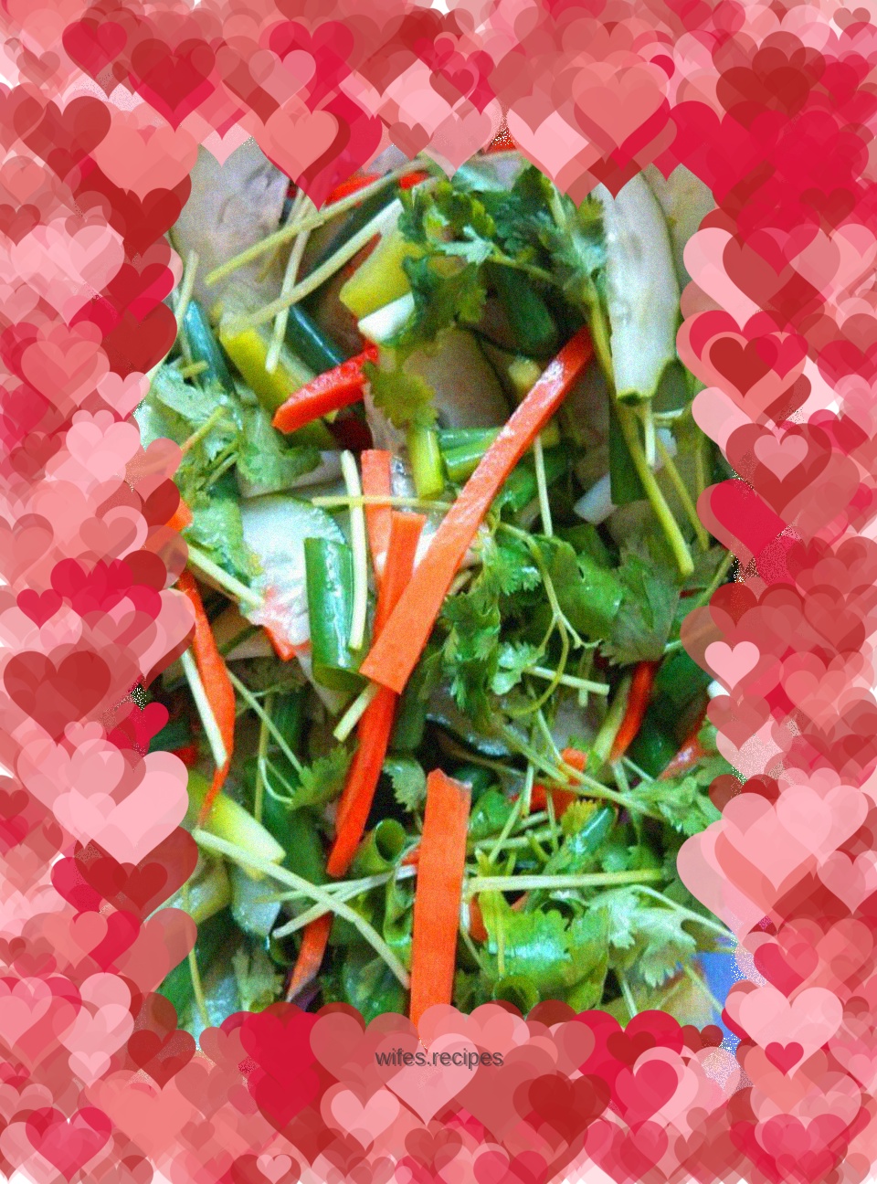 Oil-free version of cucumber mixed with shredded carrots