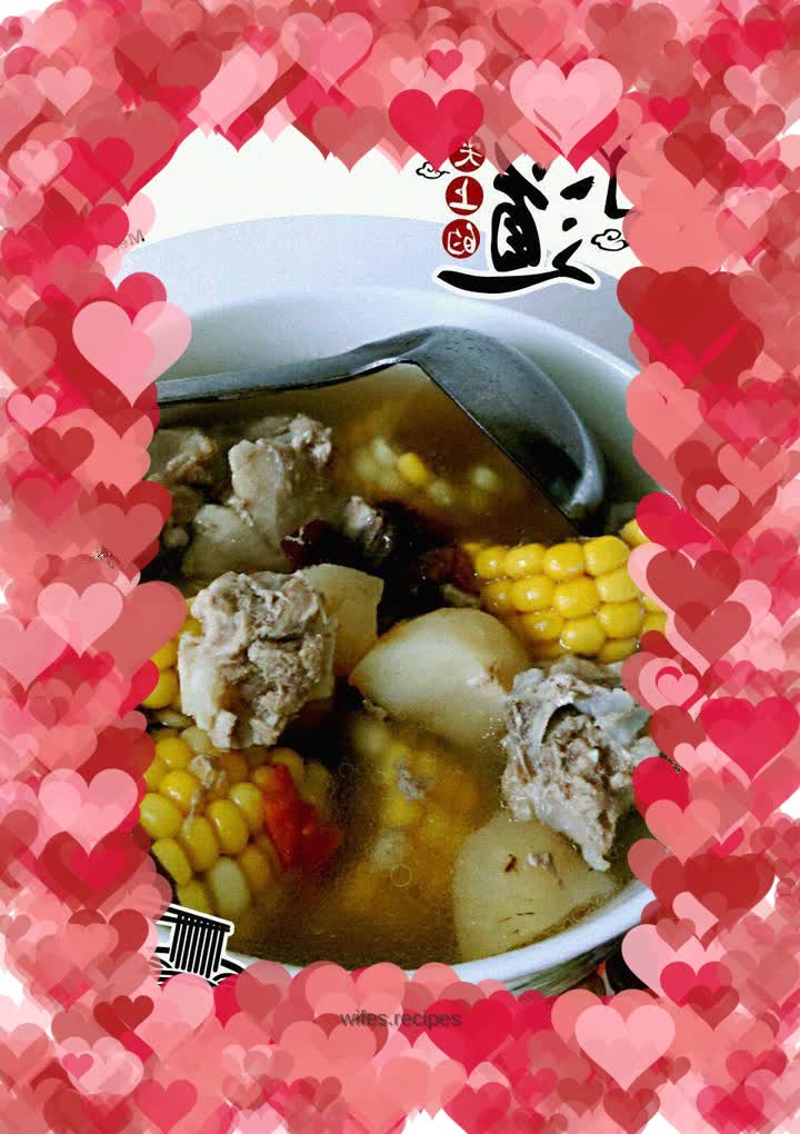 Corn, water chestnuts and pork ribs soup