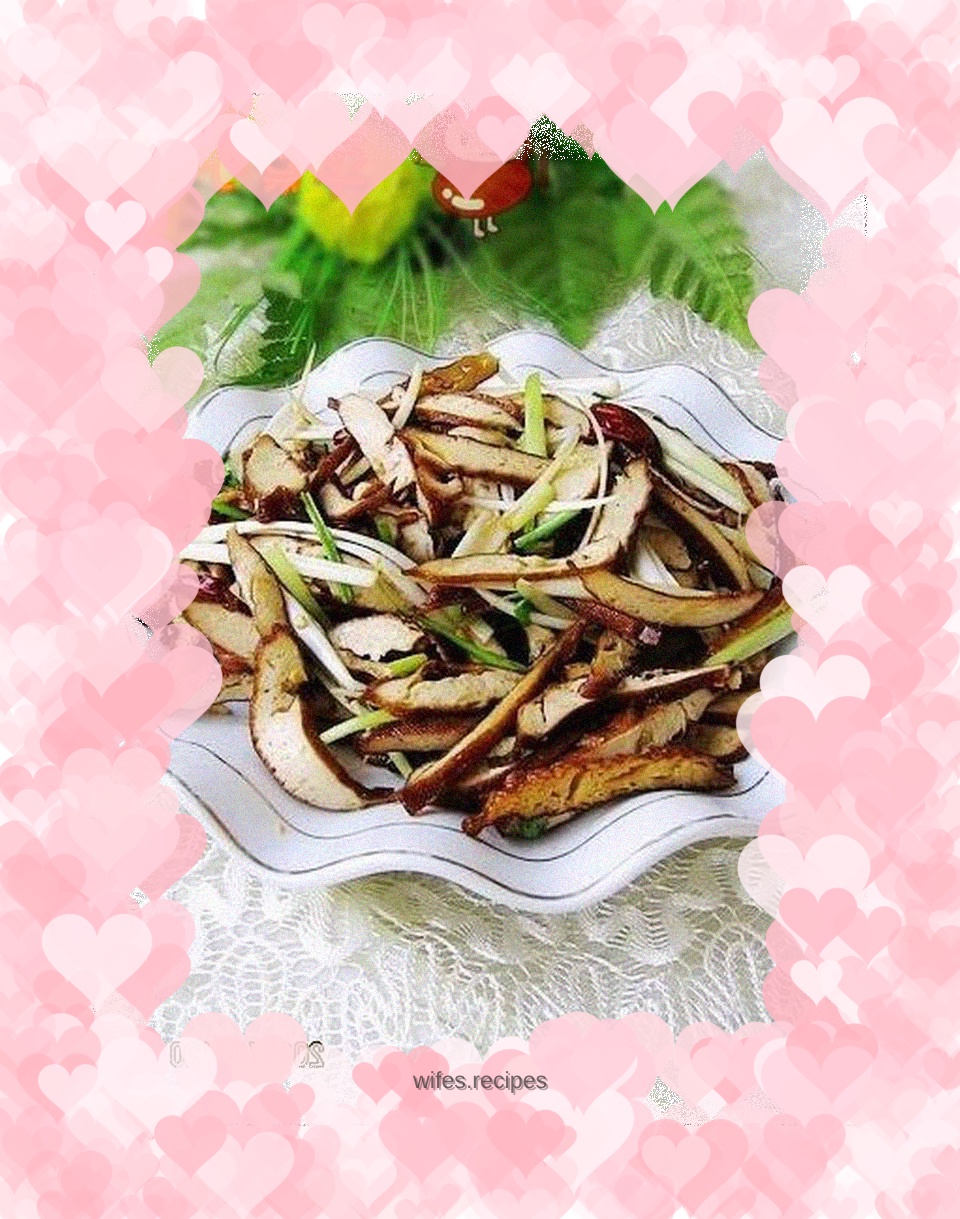 Shredded green onion mixed with dried tofu