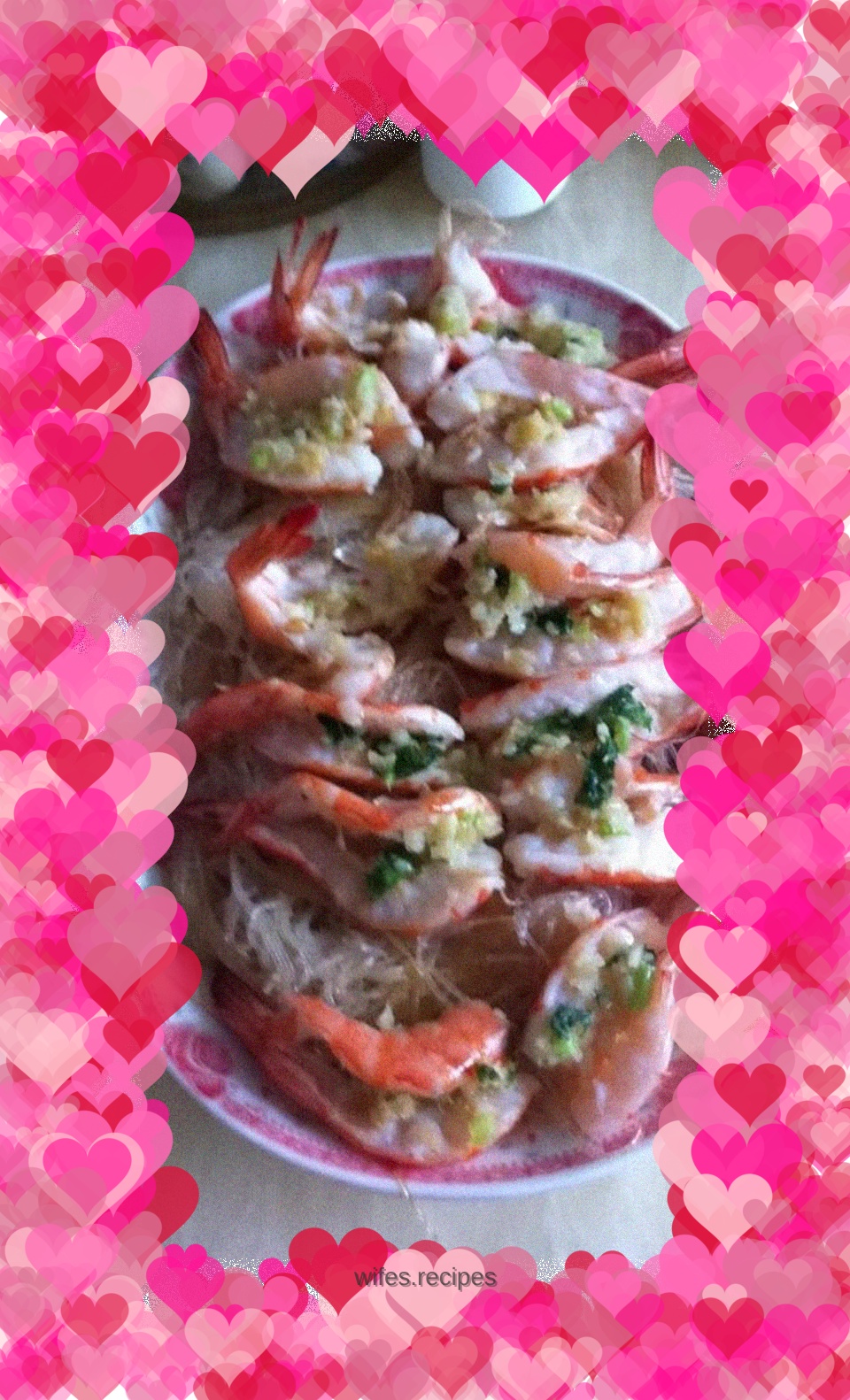 Vermicelli and garlic steamed shrimp