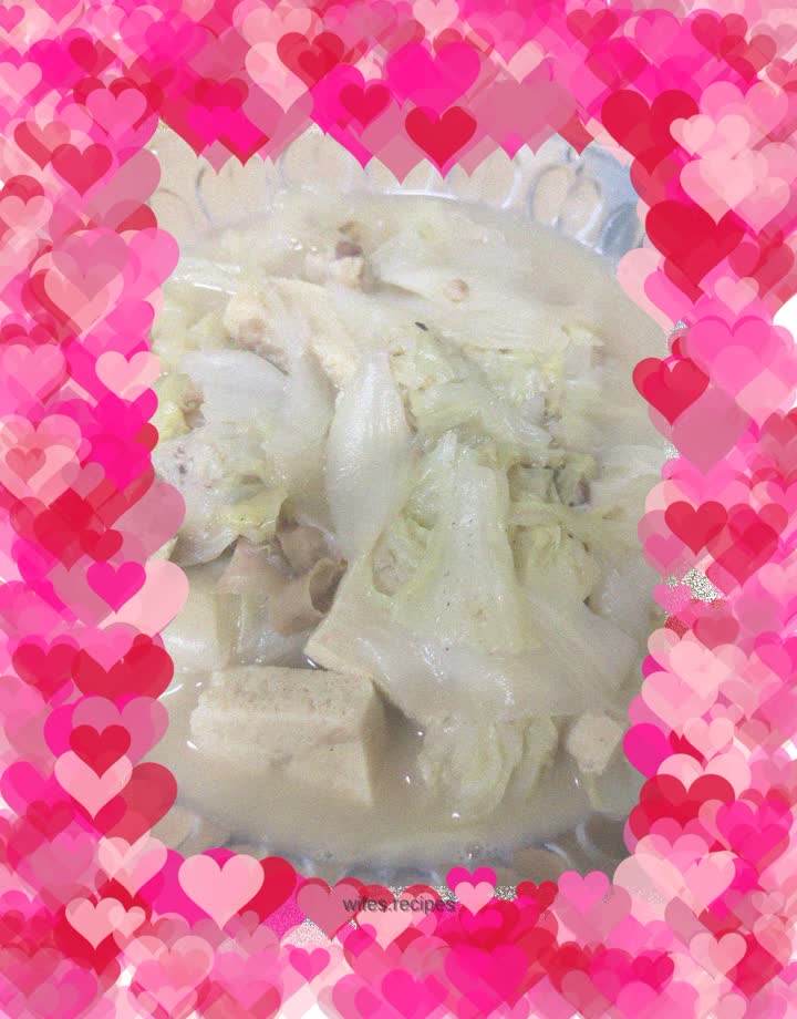 Stewed tofu with fat cabbage