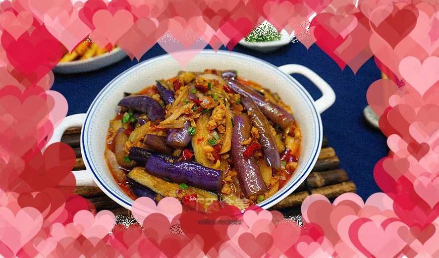 Fried eggplant with minced meat sauce