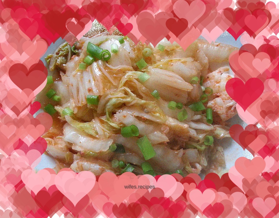 Stir-fried prawns with cabbage