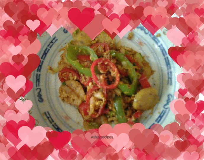 Fried two-color pepper and egg