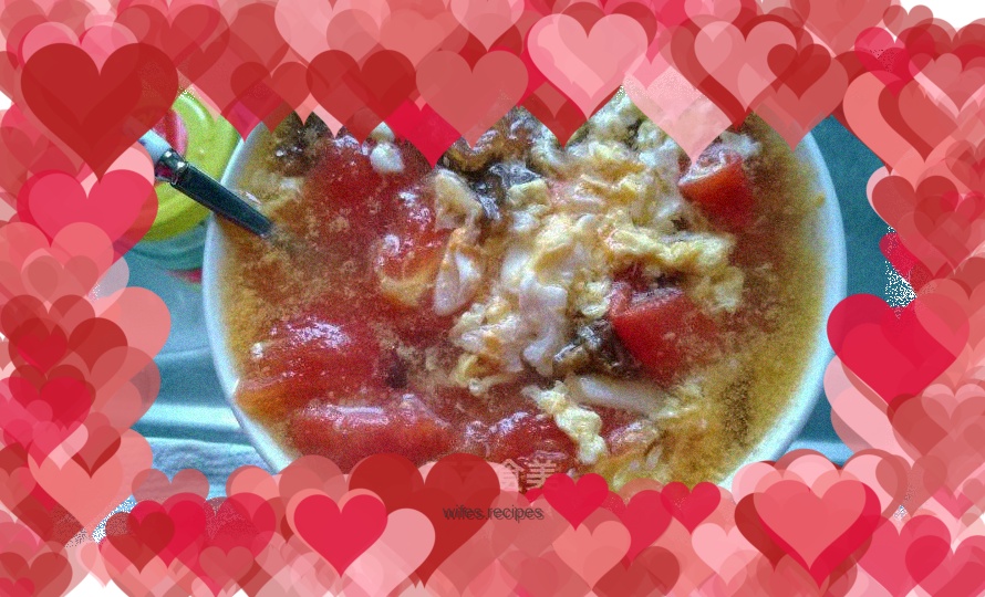 Both a dish and a soup - tomato and egg soup dish