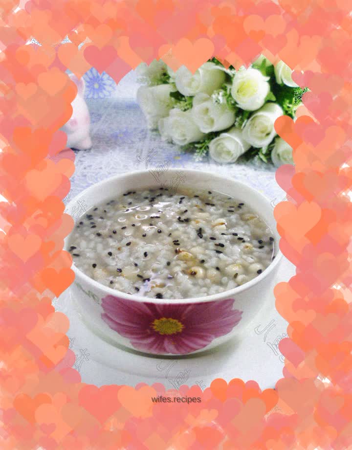 Black sesame and barley kernel rice porridge