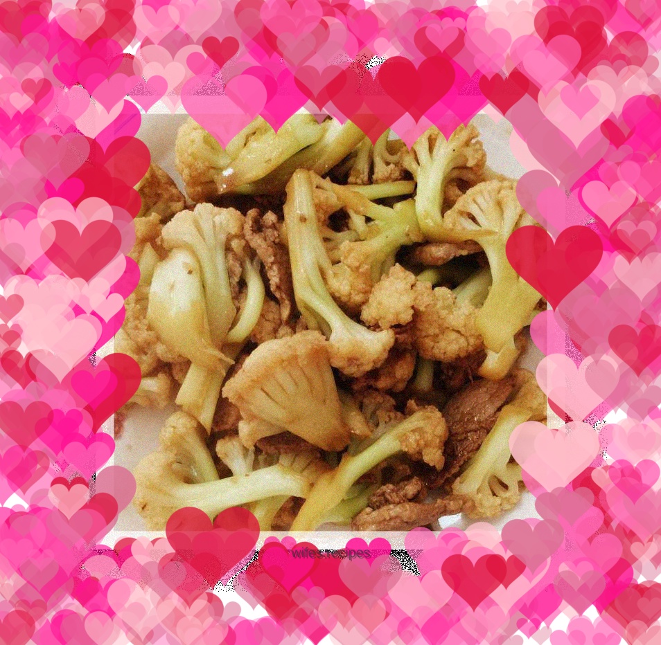Stir-fried pork with cauliflower