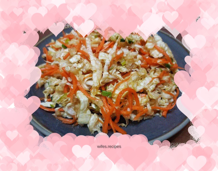 Cabbage core mixed with carrot shreds