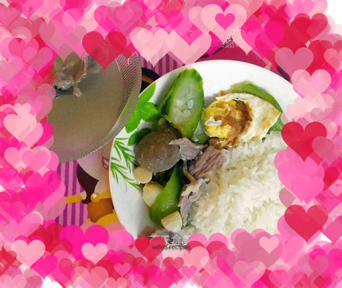 Baby’s dinner – Shantou beef balls and rice with loofah soup