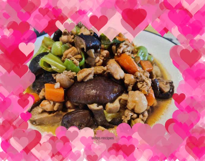 Home-cooked chicken with mushrooms