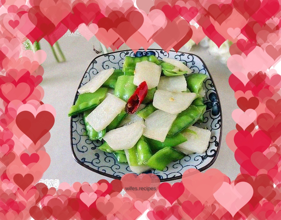 Stir-fried snow peas with sweet potatoes