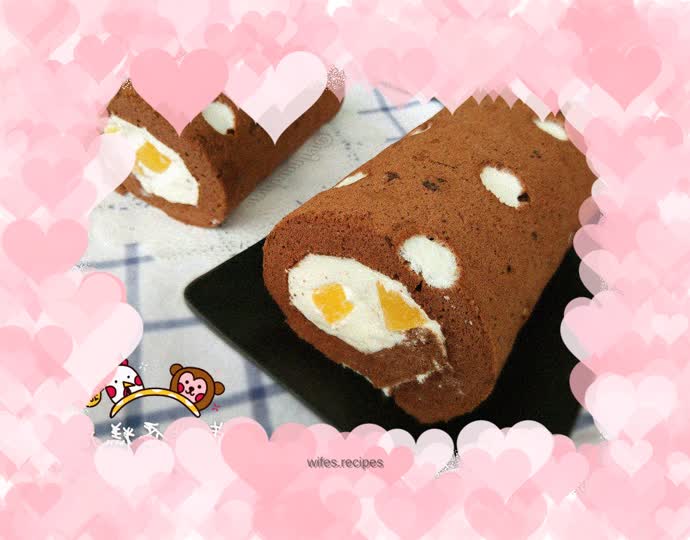 Yellow peach cake roll