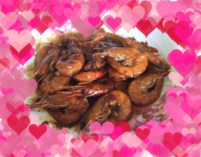 Braised shrimps