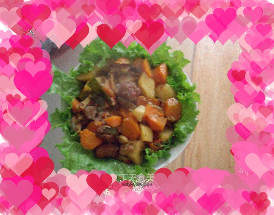 Braised duck legs with potatoes and carrots