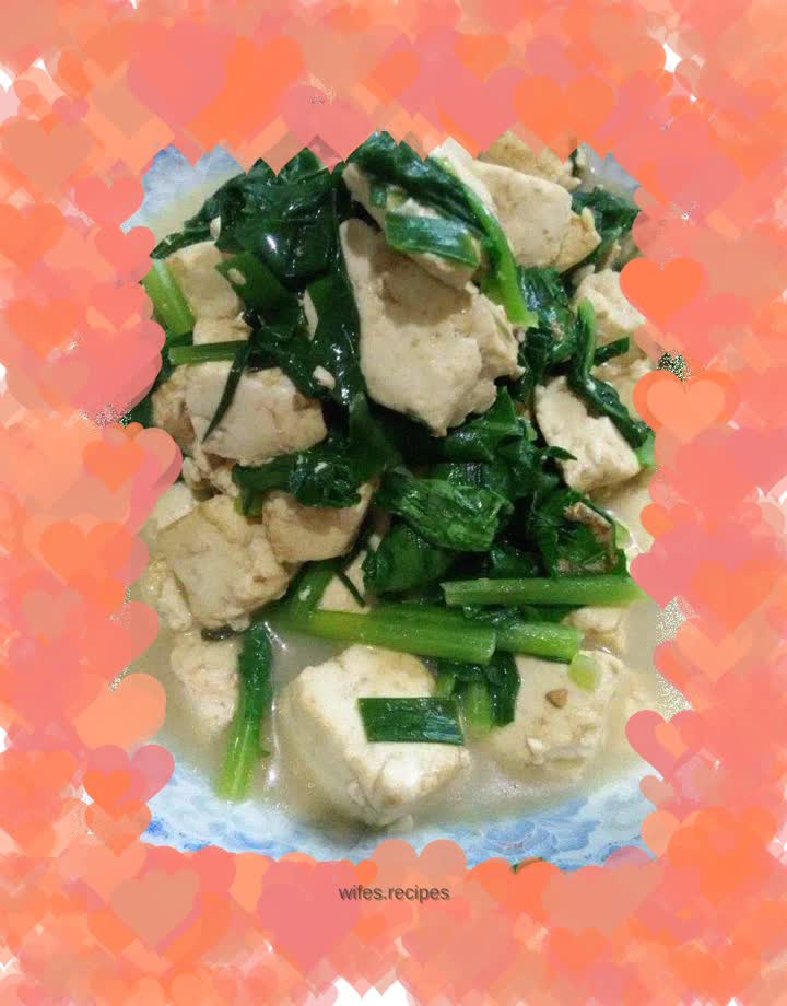 White jade lined with green leaves ~ Chinese cabbage and braised tofu