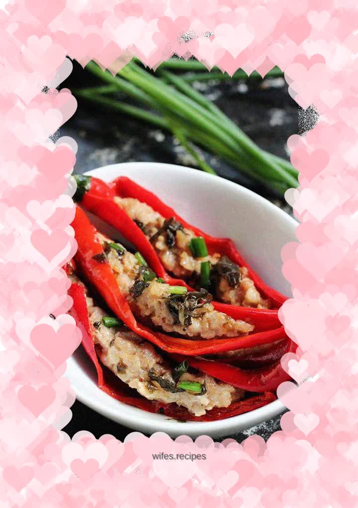 Sweet and delicious --- red pepper stuffed with olive vegetables and meat