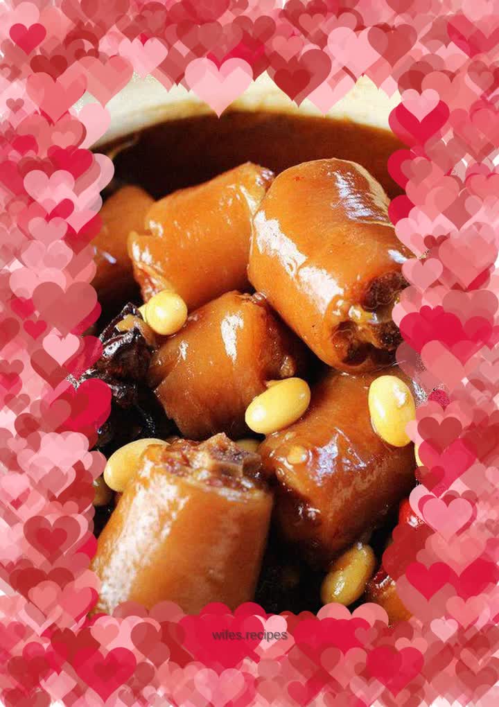 Fragrant, soft and glutinous---braised pig tail with soybeans