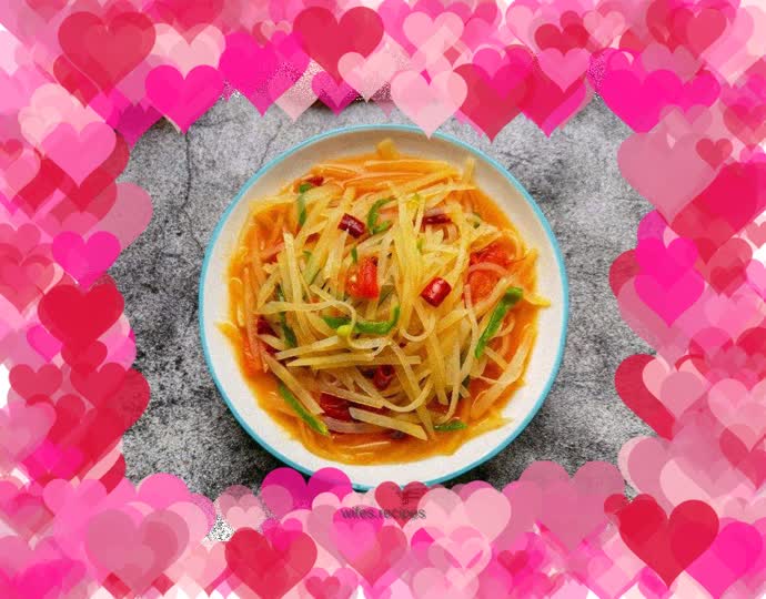 Stir-fried shredded potatoes with tomatoes