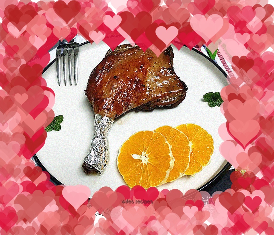 Roast duck leg with black pepper steak sauce