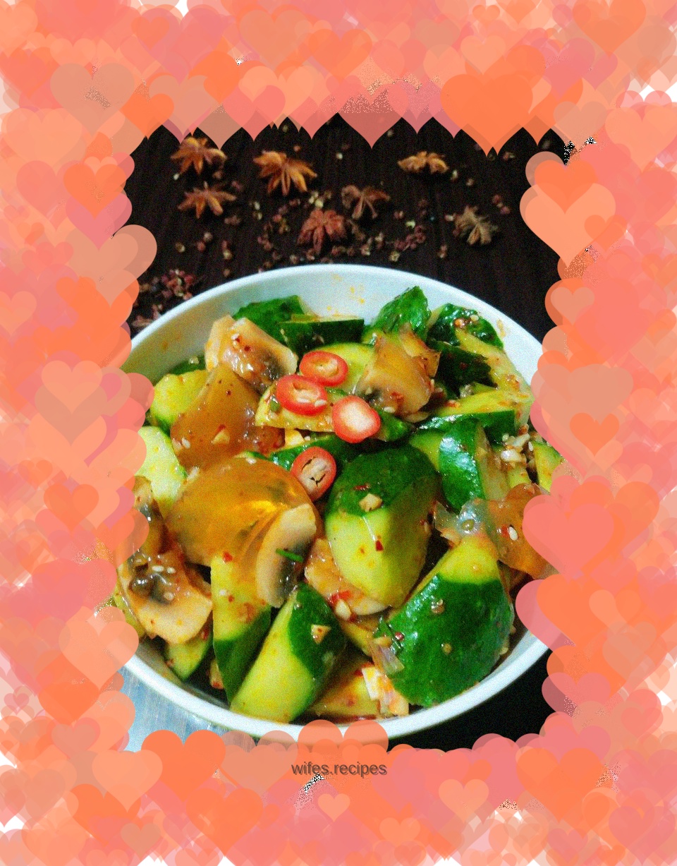 Preserved egg mixed with cucumber