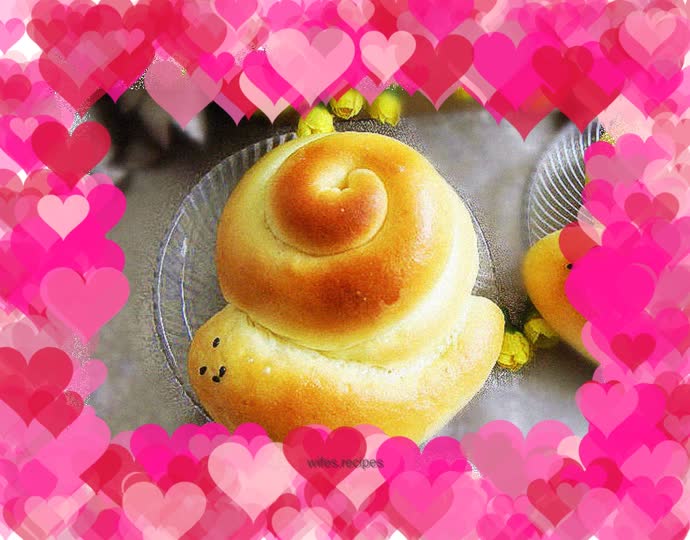 Custard stuffed snail bread