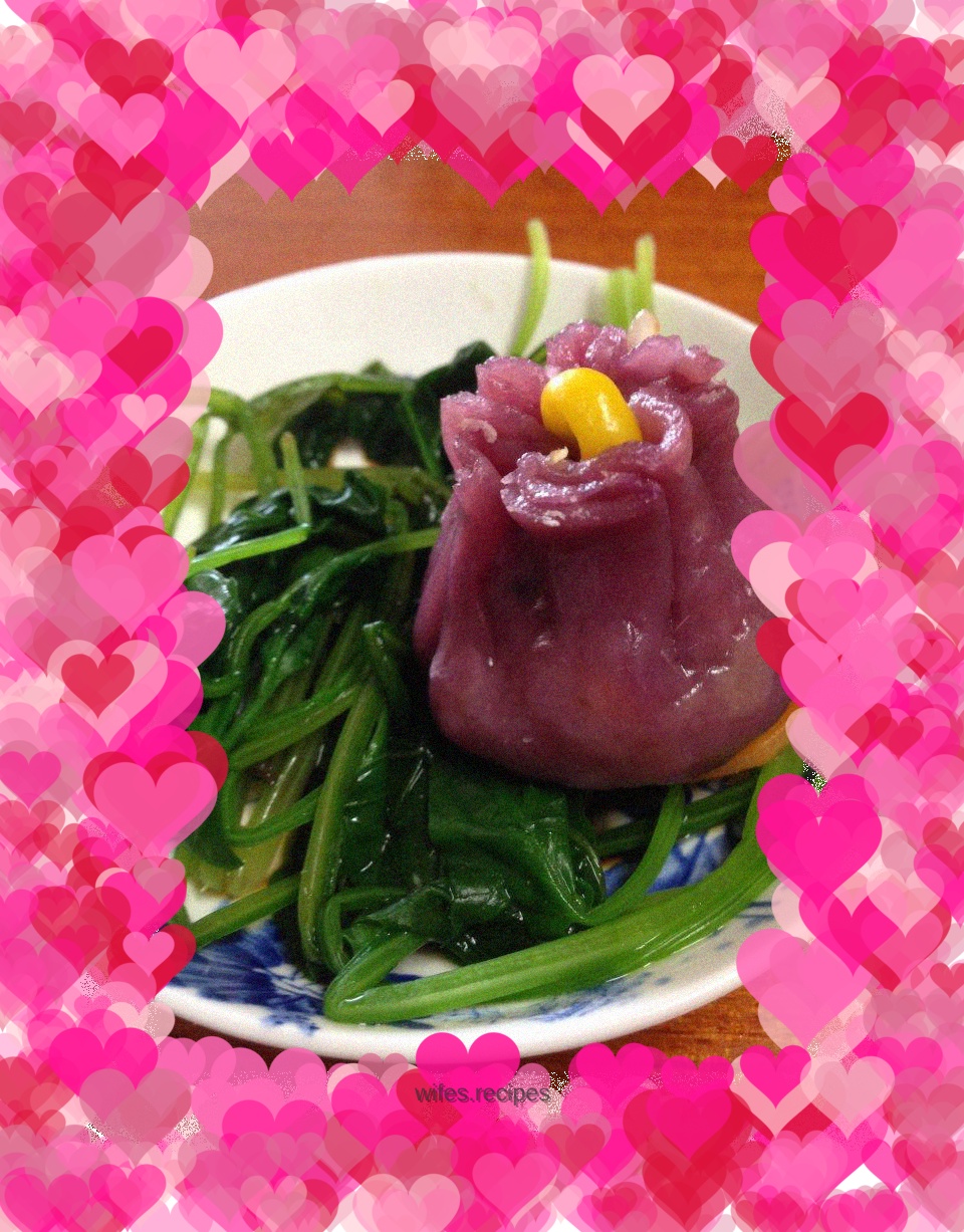 Purple sweet potato and glutinous rice siomai