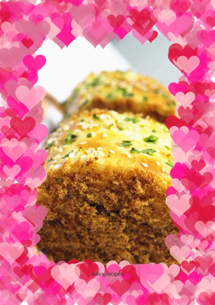 Chives and meat floss rolls