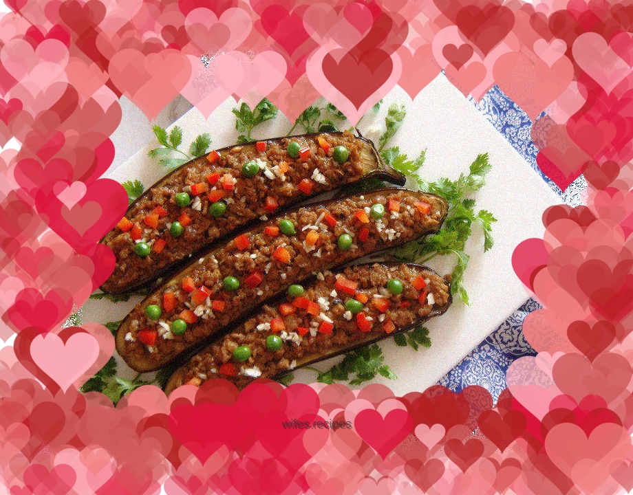 Grilled Eggplant with Mushrooms and Minced Pork