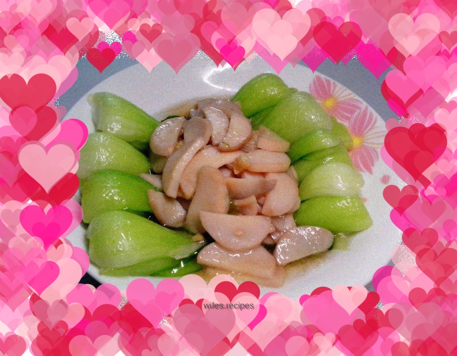 Stir-fried rapeseed with king oyster mushroom