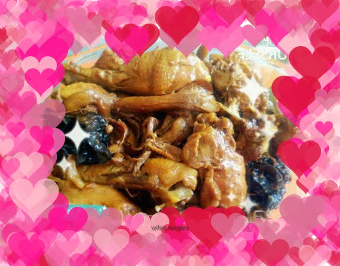 Chicken stewed with mushrooms