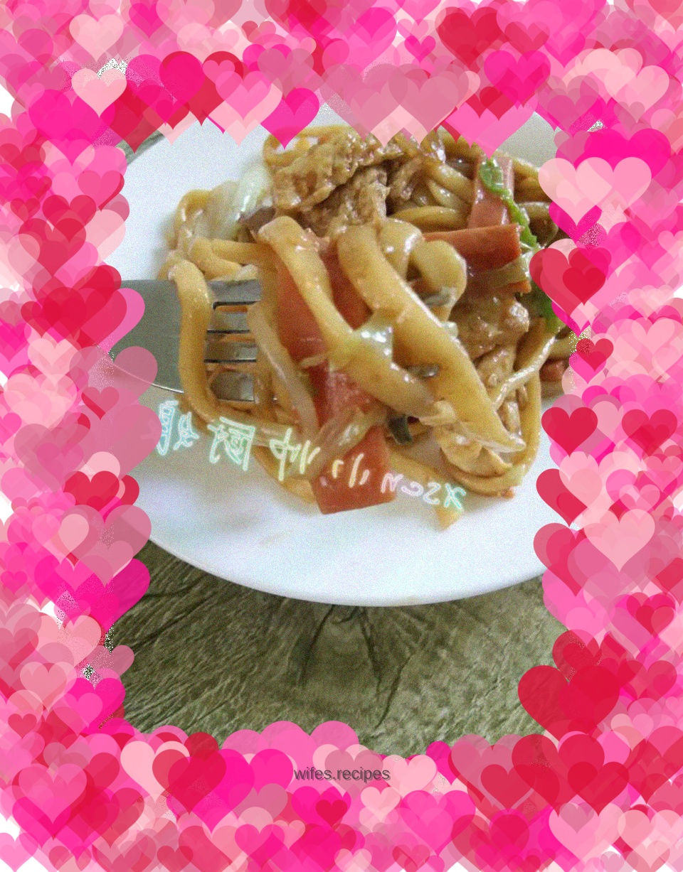 Fried Noodles with Sausage and Kale