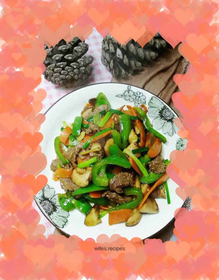 Stir-fried beef with three vegetables